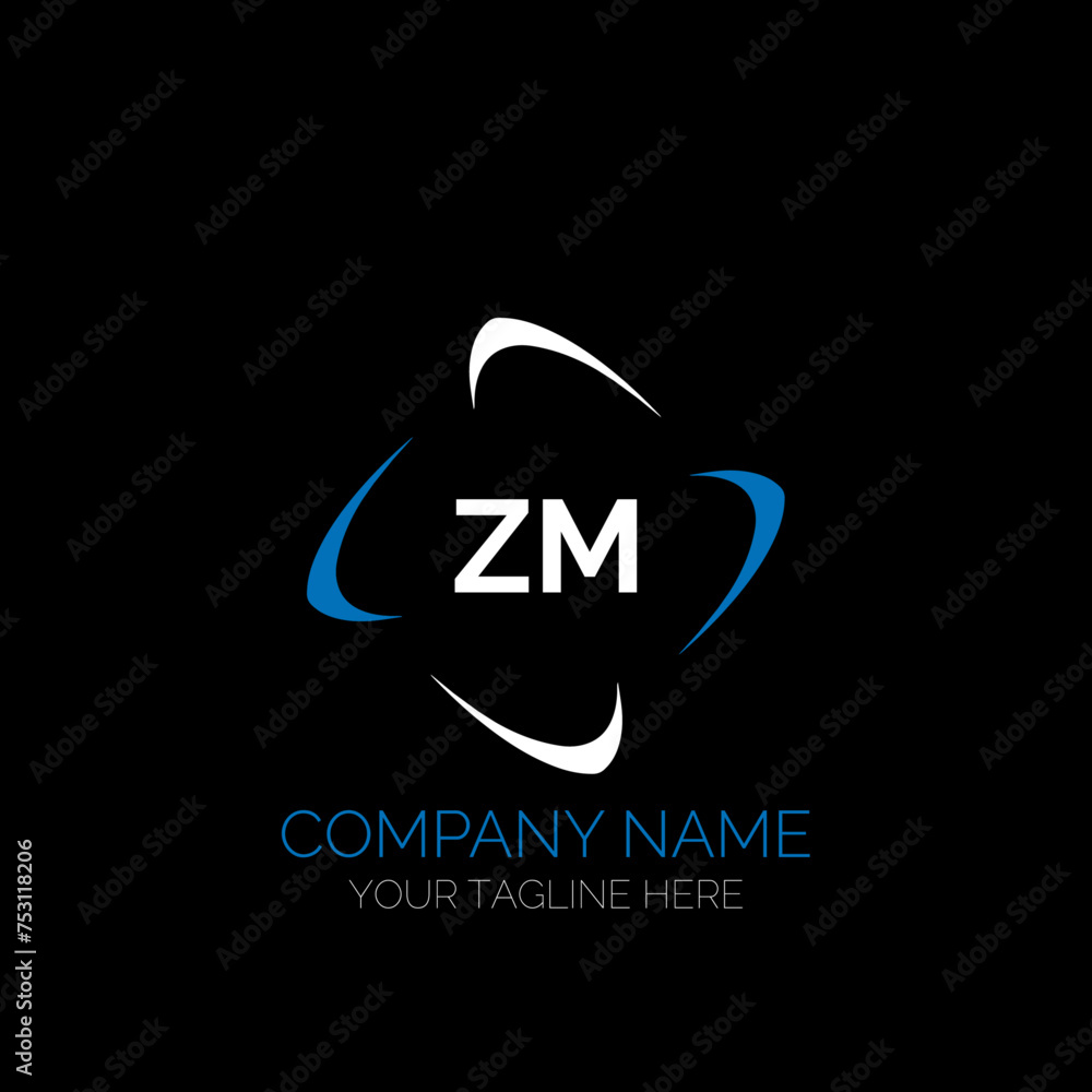 ZM letter logo creative design. ZM unique design. ZM creative initials letter logo concept. ZM letter logo design on black background.