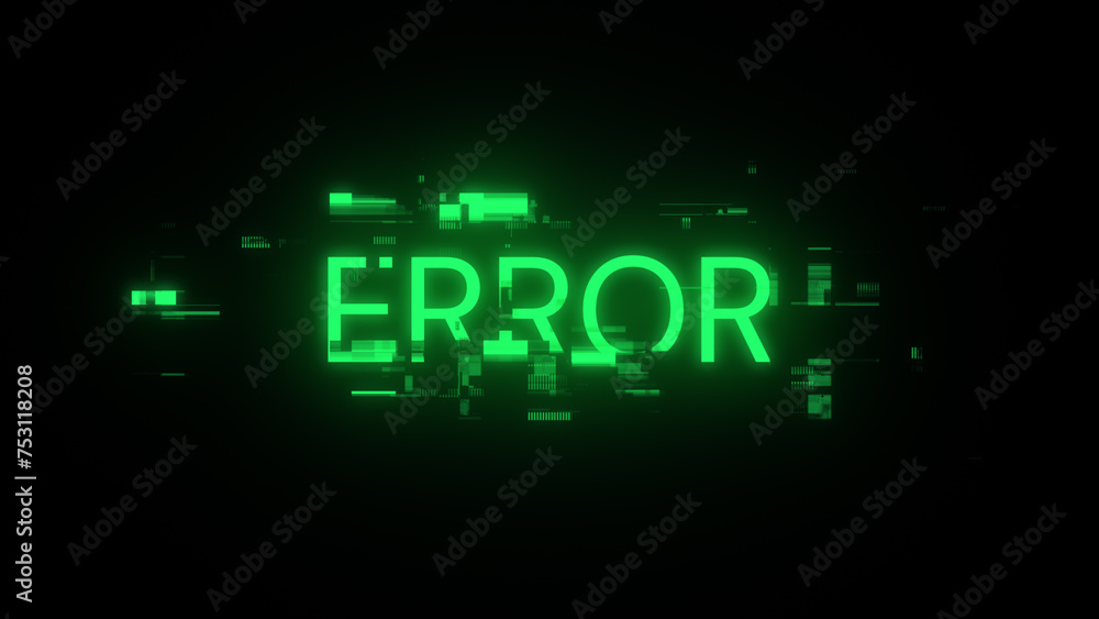 3D rendering error text with screen effects of technological glitches 3D rendering error text with screen effects of technological glitches