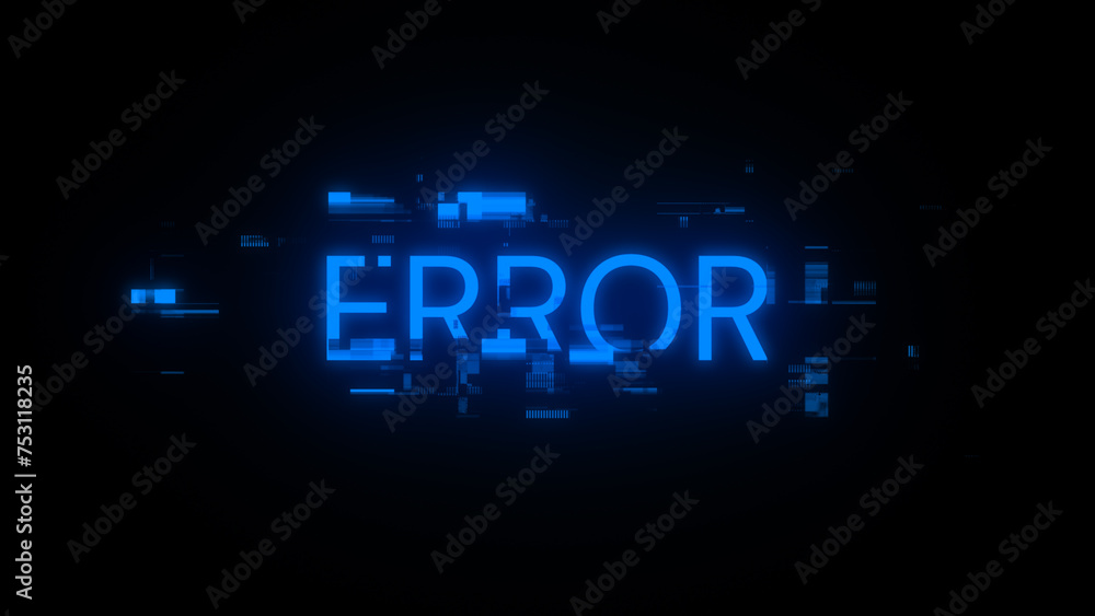 3D rendering error text with screen effects of technological glitches 3D rendering error text with screen effects of technological glitches