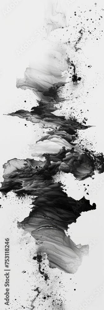 Chinese Ink Black and White Abstract Wallpaper Generative AI