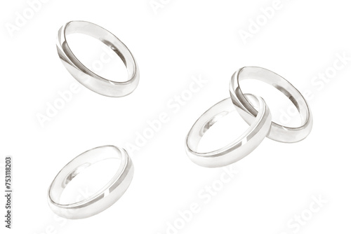 Obraz na płótnie wedding rings silver ring vintage love jewelry hand drawn on transparent background