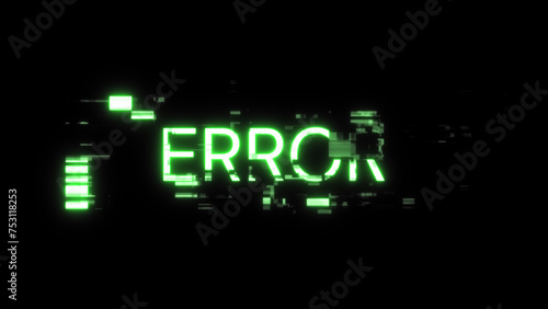 3D rendering error text with screen effects of technological glitches