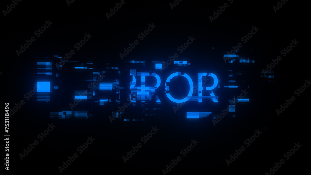 3D rendering error text with screen effects of technological glitches 3D rendering error text with screen effects of technological glitches