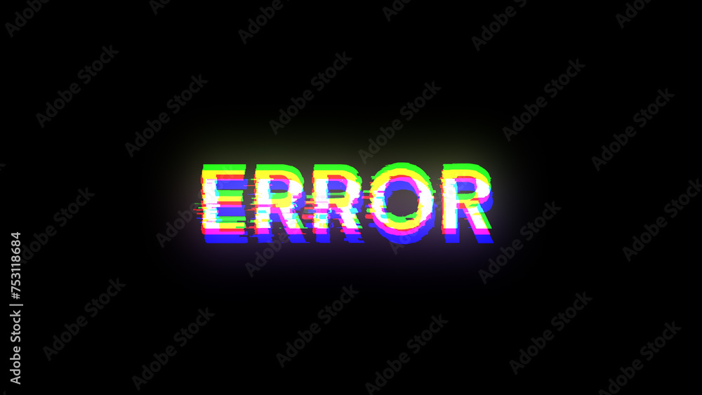 3D rendering error text with screen effects of technological glitches 3D rendering error text with screen effects of technological glitches