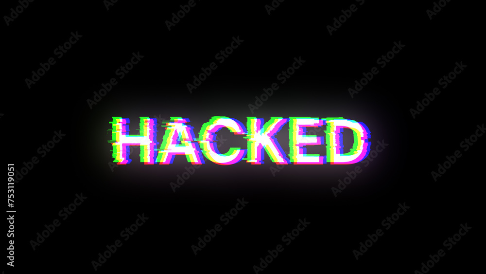 3D rendering hacked text with screen effects of technological glitches 3D rendering hacked text with screen effects of technological glitches