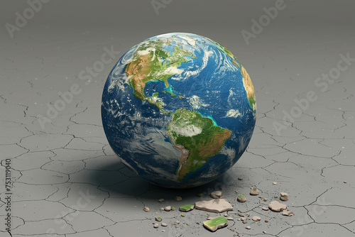earth globe on the cracked ground