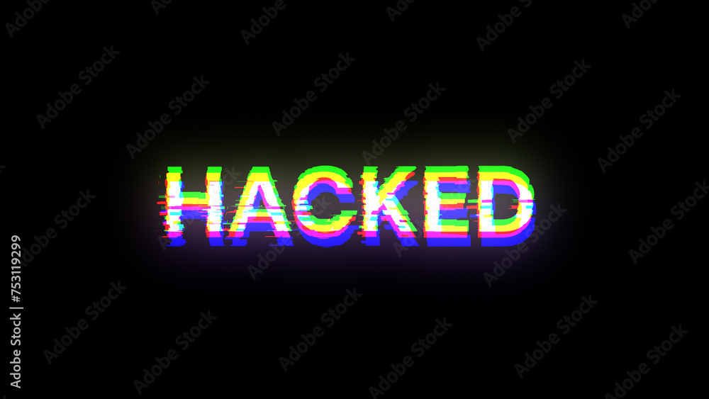 3D rendering hacked text with screen effects of technological glitches 3D rendering hacked text with screen effects of technological glitches