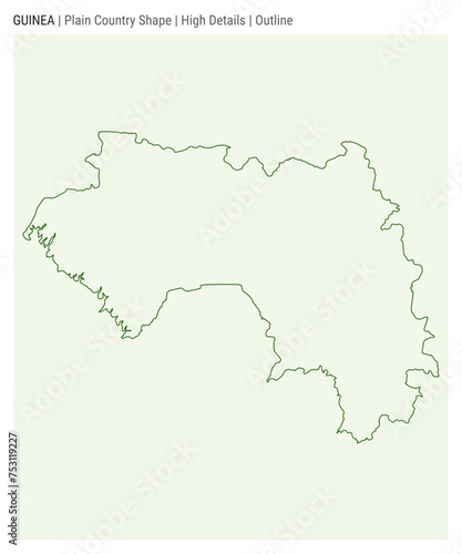Guinea plain country map. High details. Outline style. Shape of Guinea. Vector illustration.