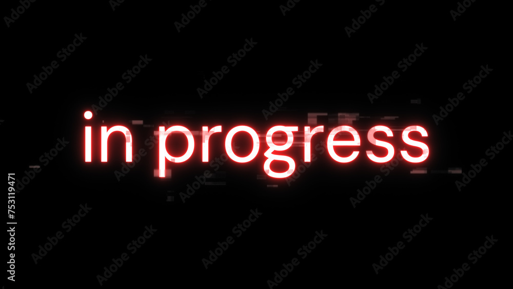 3D rendering in progress text with screen effects of technological glitches 3D rendering in progress text with screen effects of technological glitches