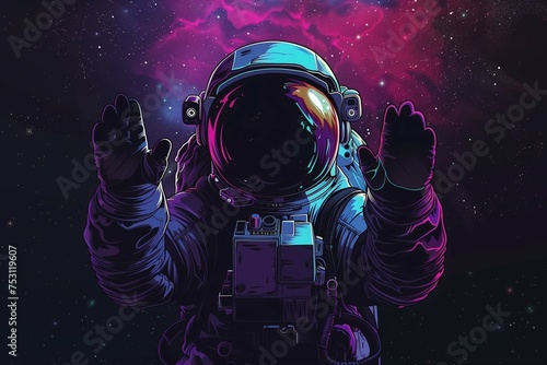 Illustration of an astronaut floating in space.