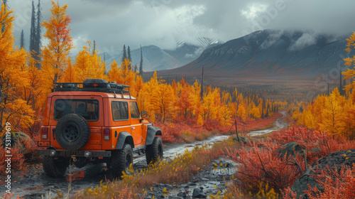 The autumn colours ignite the landscape in colour along the dempster highway, yukon. an amazing, beautiful place any time of year but it takes on a different feel in autumn, yukon, canada.