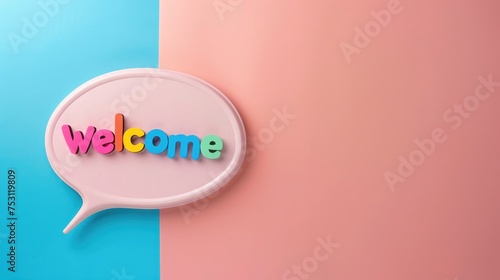 speech bubble with "welcome" text on it with solid colored background