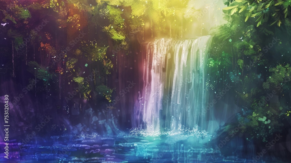 Mystical Forest Waterfall - Magical Nature Scene