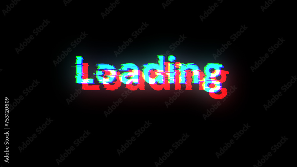 3D rendering loading text with screen effects of technological glitches 3D rendering loading text with screen effects of technological glitches