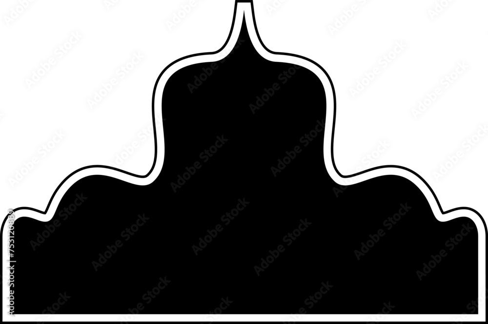Obraz premium Islamic Dome Design Glyph with outline Black filled silhouettes Design pictogram symbol visual illustration