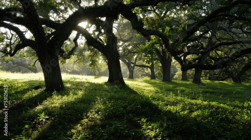 Sunlight Filtering Through the Oak Trees