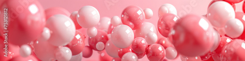 A whimsical background of softly focused pink balloons, suitable for a greeting card or an invitation to a baby shower or birthday party.