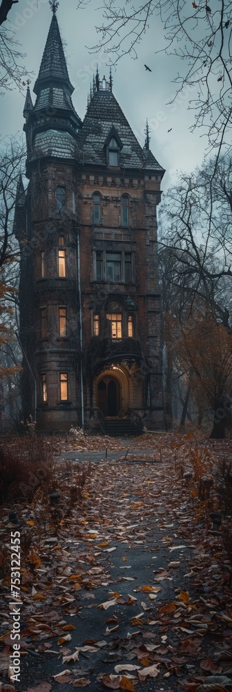 Abandoned Haunted Mansion Shrouded in Darkness Generative AI