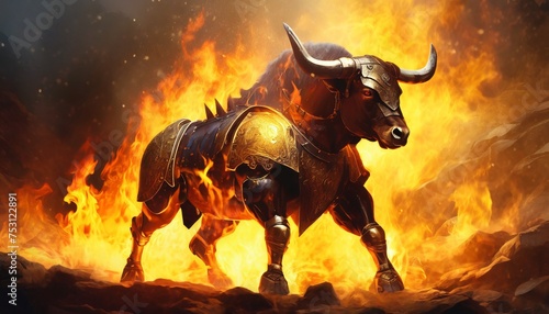 bull in fire