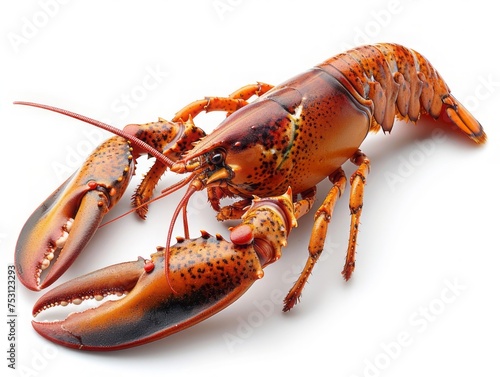 cooked lobster in white background