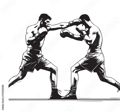 silhouette of a boxing fight 