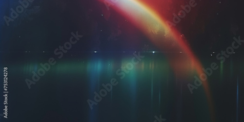 rainbow in the blackness,vintage rainbow Film Texture Overlay background   Colorful lens flare. rainbow light effect overlay background