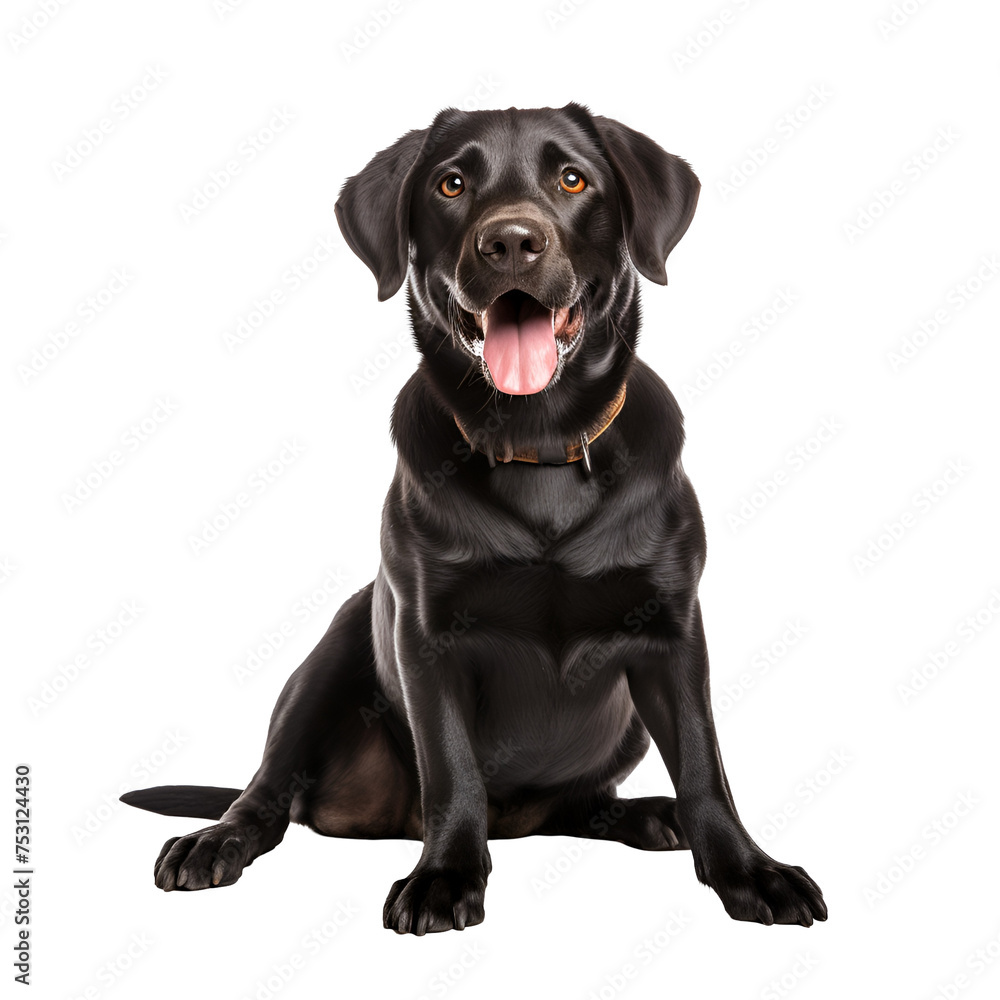 Happy dog in a full body photo: Sitting Labrador Retriever, Isolated on Transparent Background, PNG Happy dog in a full body photo: Sitting Labrador Retriever, Isolated on Transparent Background, PNG
