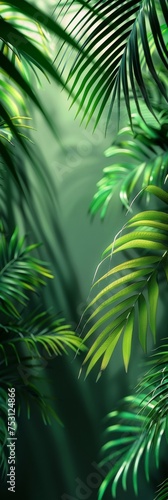 Tropical Palm Leaves Green Background Illustration Generative AI