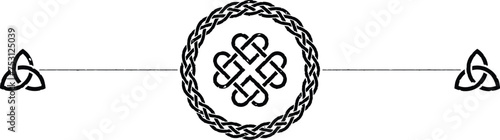 Grunge Celtic Header with Braid Ring, Heart Knot and Triquetra