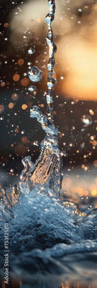 Water Splash Impact on Wall Background Generative AI