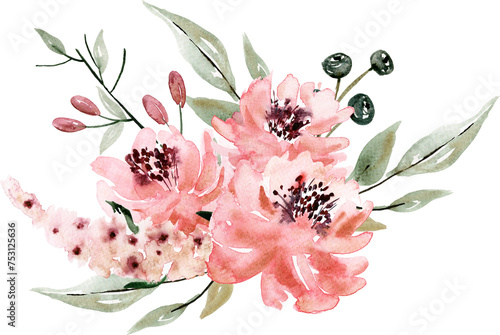 bouquet di fiori rosa acquerello