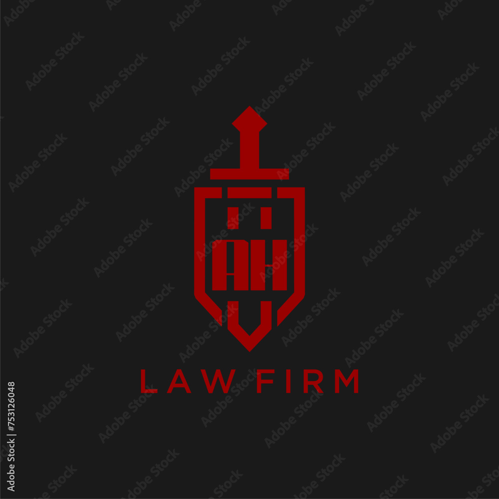 AH initial monogram for law firm with sword and shield logo image