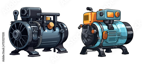 Cartoon Air Compressor. Vector Illustration
