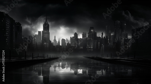 Gloomy Landscape of Sin City. Generative Ai