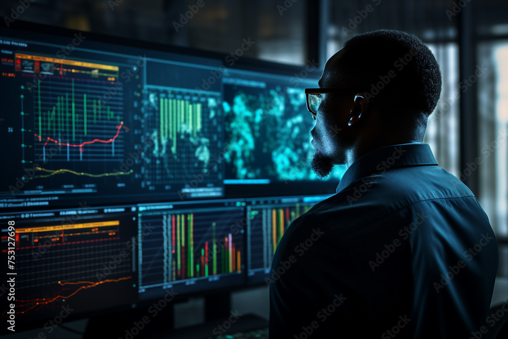Hard working person in modern interior office programming writing web java script code AI technology generation Hard working person in modern interior office programming writing web java script code AI technology generation