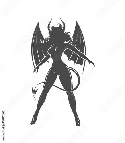 Devil Girl with Wings and Tail