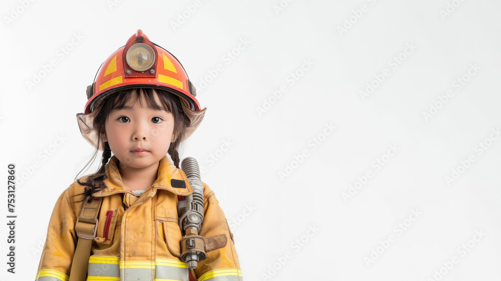 firefighter asian girl on white background firefighter asian girl on white background
