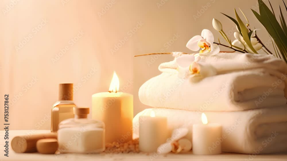 treatment composition such as Towels, candles, essential oils, Massage Stones on light wooden background. blur living room, natural creams and moisturizing Healthy lifestyle, body care treatment composition such as Towels, candles, essential oils, Massage Stones on light wooden background. blur living room, natural creams and moisturizing Healthy lifestyle, body care