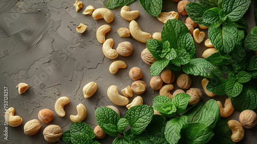 Cashew nuts. Top view photo