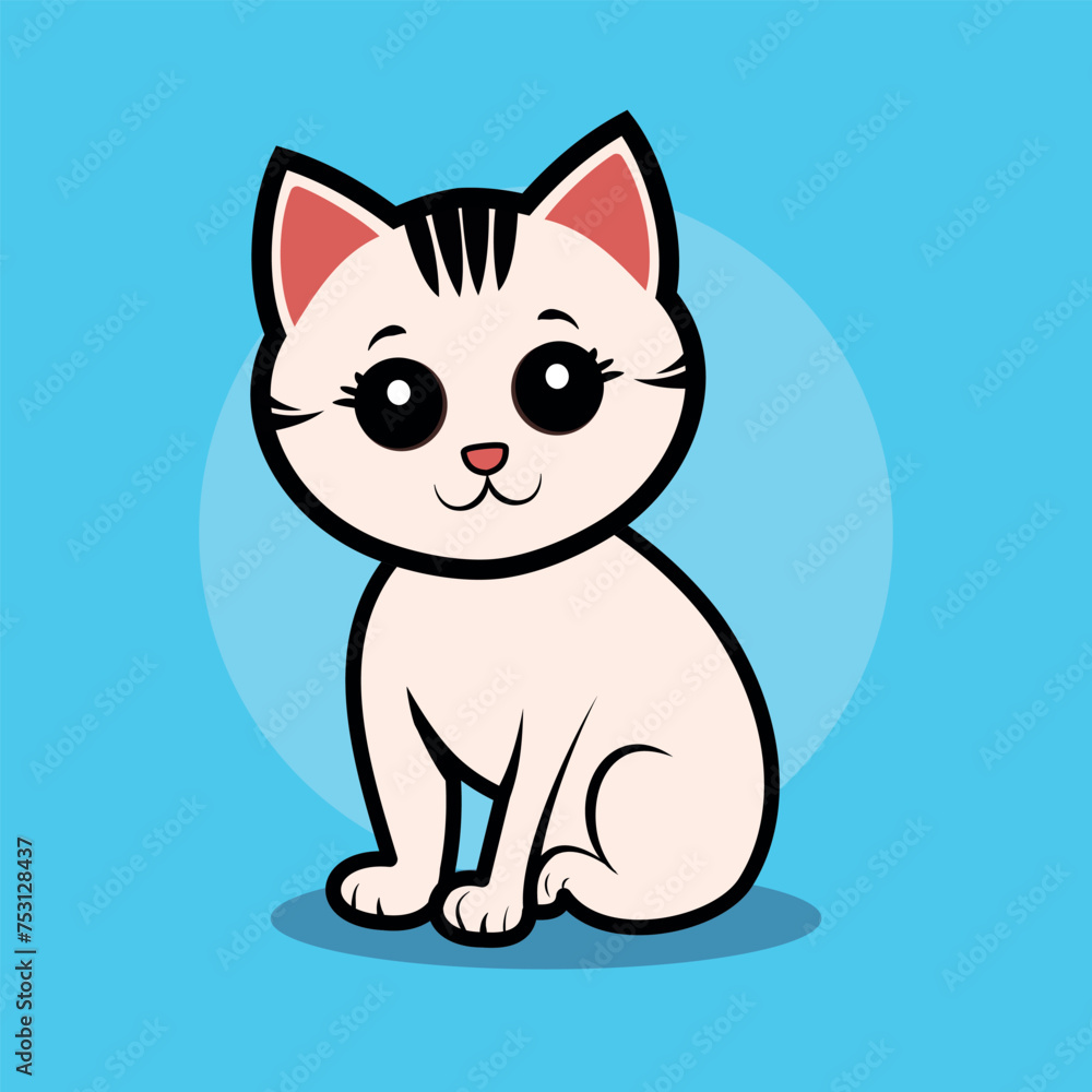 Vector Art of a Cute Cat-Sitting cartoon flat cartoon illustration ...