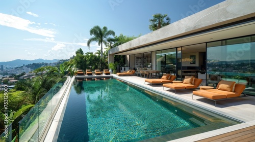private pool with flowers and greenery around, Bali.  © nataliya_ua