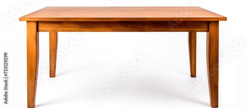 Solid wood table white background