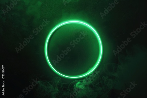 Glowing green light ring black background grainy gradient noise texture poster banner backdrop abstract design photo