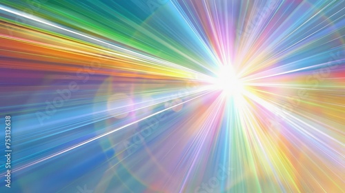 Rays of light in a prismatic spectrum  diverging from a single point