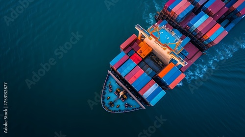 Ship Logistics, Maritime Conveyance, Container cargo freight ship, Boat on the sea