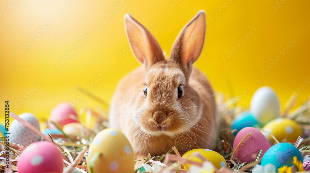 Cute yellow rabbit Easter egg Cute yellow rabbit Easter egg