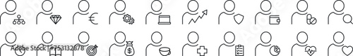 Collection of thin signs of faceless useless. Editable stroke. Simple linear illustration for stores, shops, banners, design