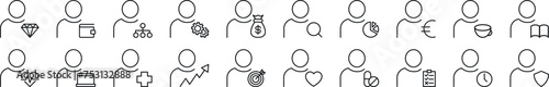 Faceless useless line Icons collection. Editable stroke. Simple linear illustration for web sites, newspapers, articles book