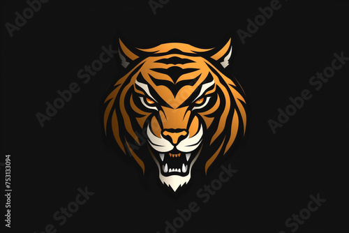 Sleek and powerful tiger emblem, exuding strength and grace in a minimalist logo design.