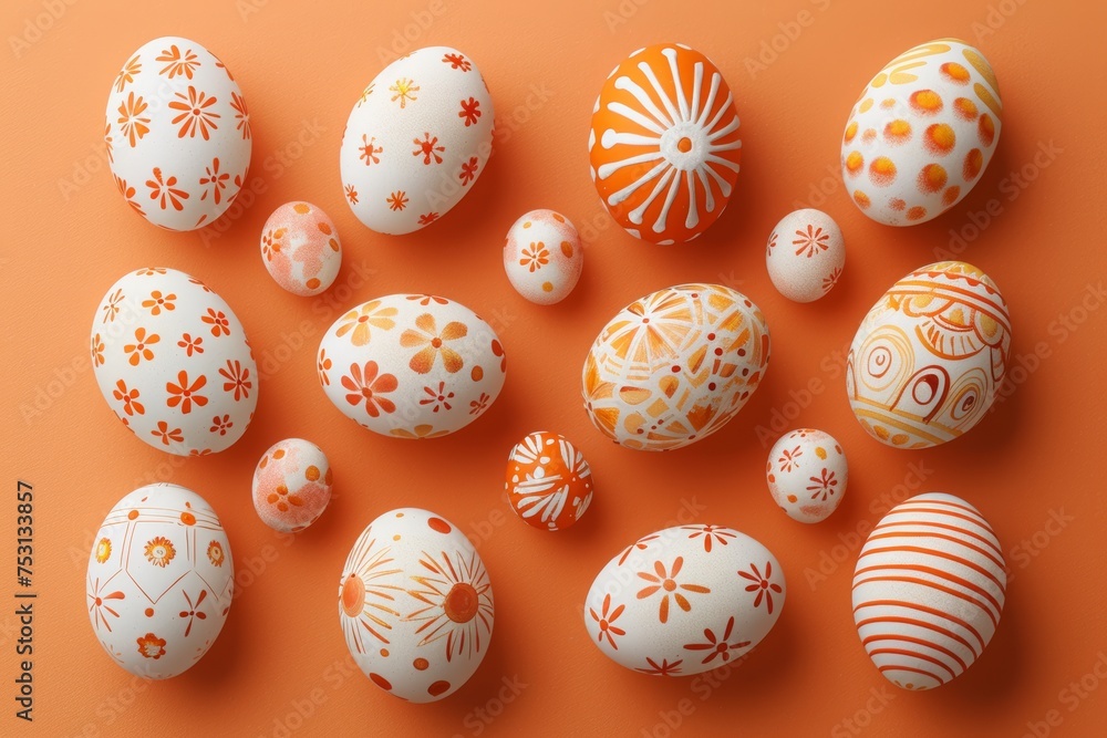 easter eggs on an orange background easter eggs on an orange background